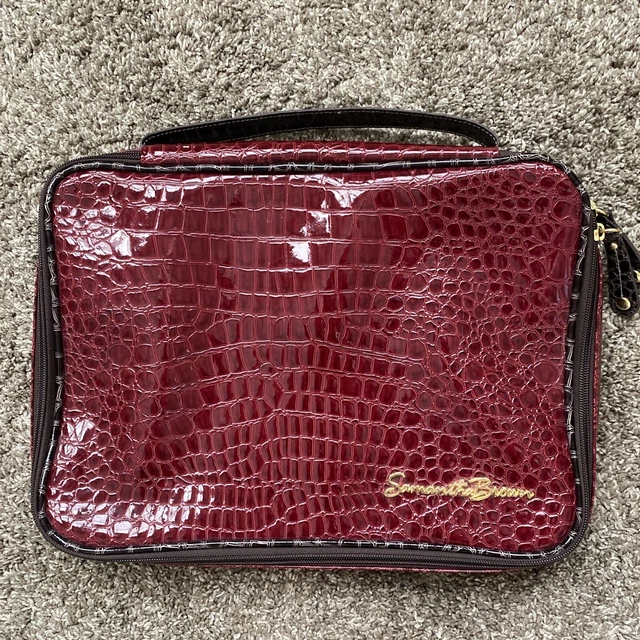 Samantha Brown Croc Embossed Red Makeup Toiletry Bag Travel Case Organizer