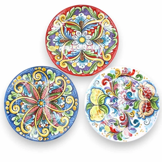 Piatto Ornamentale in ceramica Caltagirone - Ø 25 cm ca. (1pz) con tre opzioni d