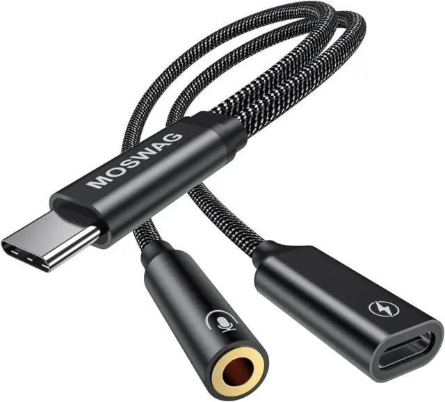 Adattatore per Cuffie E Ricarica Da USB C a 3,5 Mm, Jack Audio 2In1 Da USB C a A