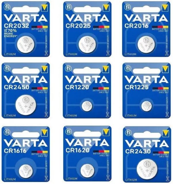 Piles boutons VARTA CR2032 CR2025 CR2016 CR1616 CR1620 CR1220 CR2430 CR2450