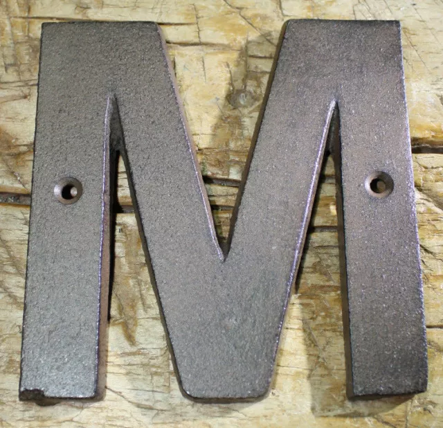 Cast Iron Industrial LETTER M Sign Rustic Brown 5" tall Alphabet