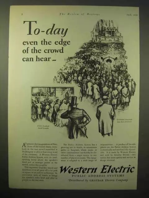 1929 Western Electric Public Address System Ad - Crowd