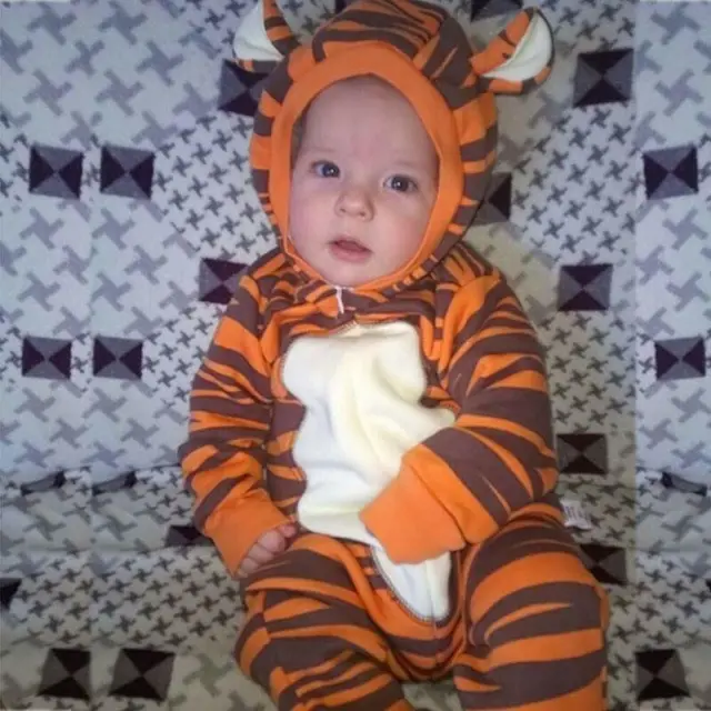 Tuta tutina con cappuccio con cappuccio neonato bambino bambina bambini tigre abiti 3