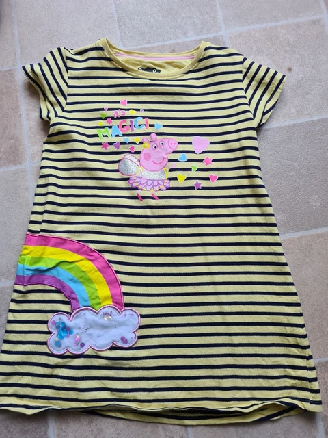Top a tunica/abito a maniche corte per bambina Peppa Pig 7-8 anni a righe gialle bel condimento