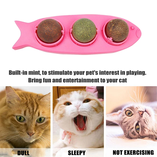 Bola de hierba gatera 3 en 1 bola de energía segura natural suministros de salud giratorios para mascotas (rosa)