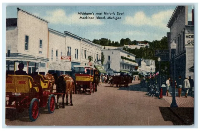 Mackinac Island Michigan MI Postcard Michigan's Most Historic Spot Florshiem