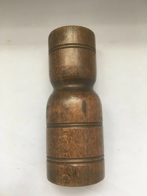 LOVELY DECORATIVE 19th CENTURY DOUBLE WOODEN APOTHECARY MEASURE 5.2 inches