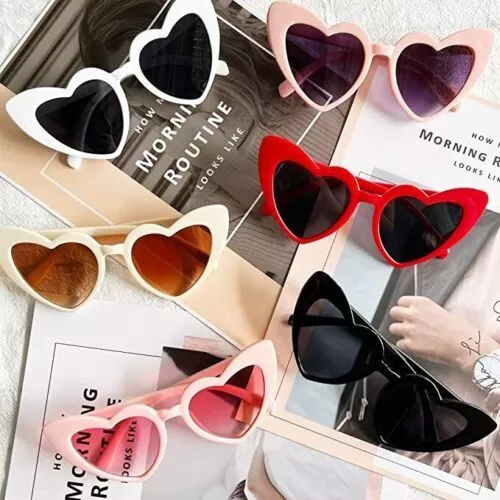 15 Style Women LOVE Heart Shaped Sunglasses Retro Color Lens Eye Glasses