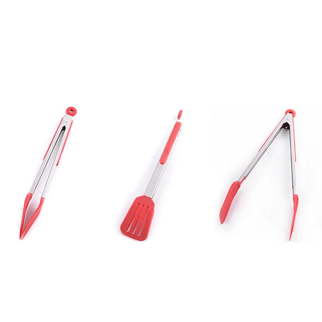 Silicone BBQ Tongs Kitchen Tool Home Stainless Steel Grill Tongs Barbecue