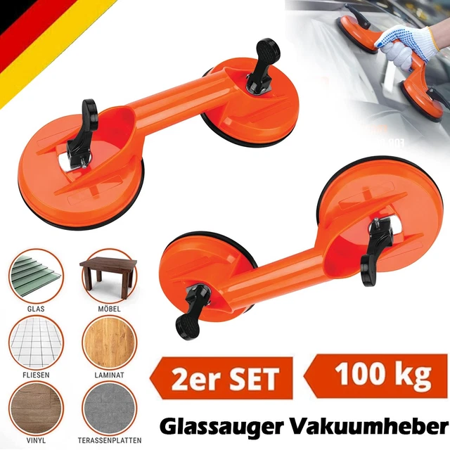 2er-Pack Doppelsaugheber – 100 Kg Tragkraft Pro Napf – Glasheber Für Fliesen, Laminat & Co. – Leicht, Stabil & Praktisch