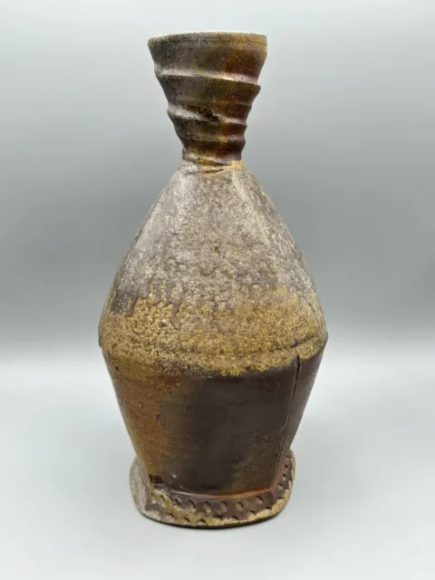 Jeff Brown Brutalist Studio Pottery Stoneware Vase Handmade Glazed 11in”