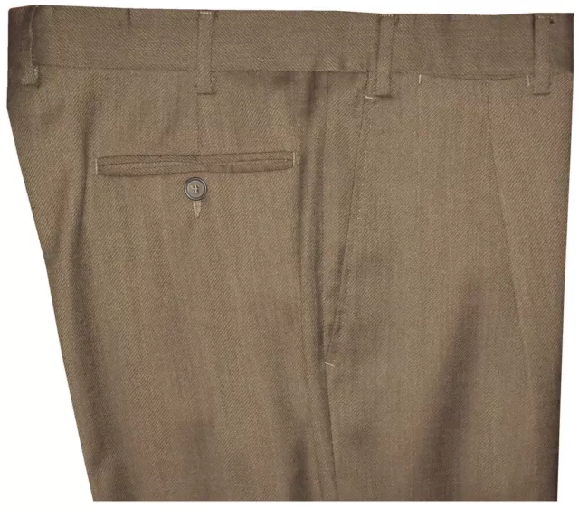 New Barneys Ny Dress Pants 33 Mens Taupe Brown Wool Twill 2 Pleat