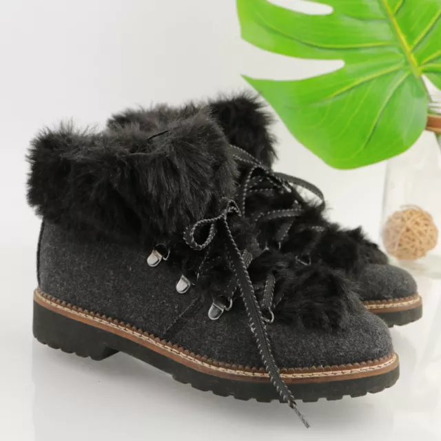 FRANCO SARTO WOMEN S Harlin Boots Size 7.5 Faux Fur Lace Up Gray Wool Bootie 31.07 PicClick