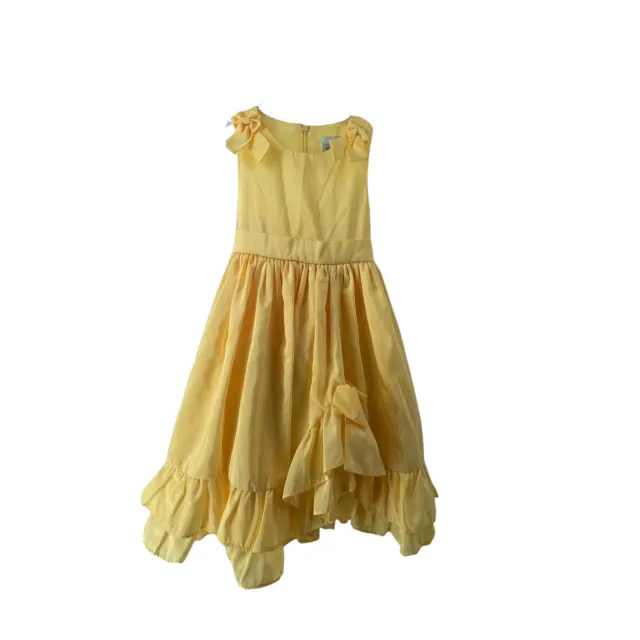 Sugar Plum Girls Formal Dress Size 6 Yellow Ruffle Belted Belle Sleeveless Party
