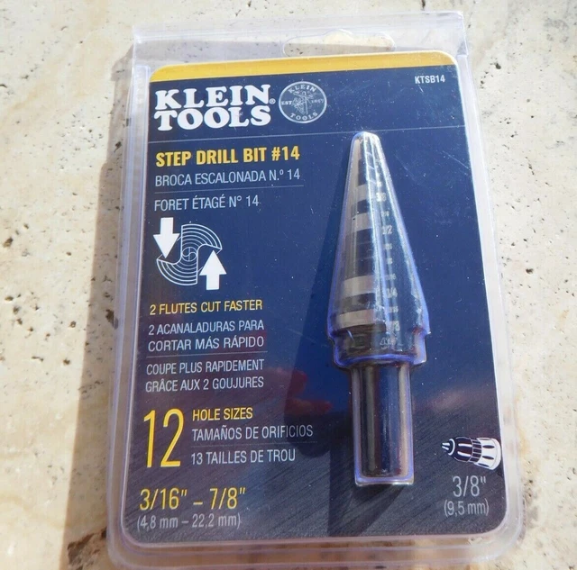 🌟🎈 KLEIN TOOLS KTSB14 Step Drill Bit #14 Double-Fluted 3/16 to 7/8-Inch 🌟