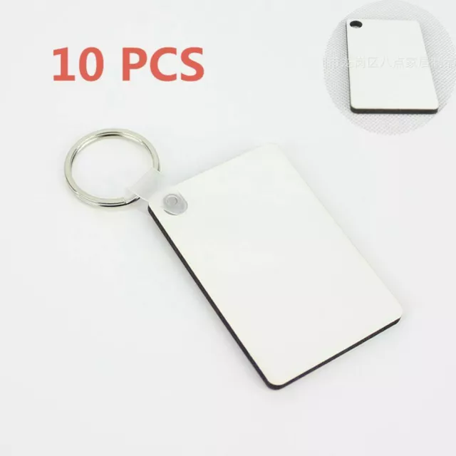 10Pcs Blank MDF Key Chain Wooden DIY Sublimation Hard Board Printing Key Rings