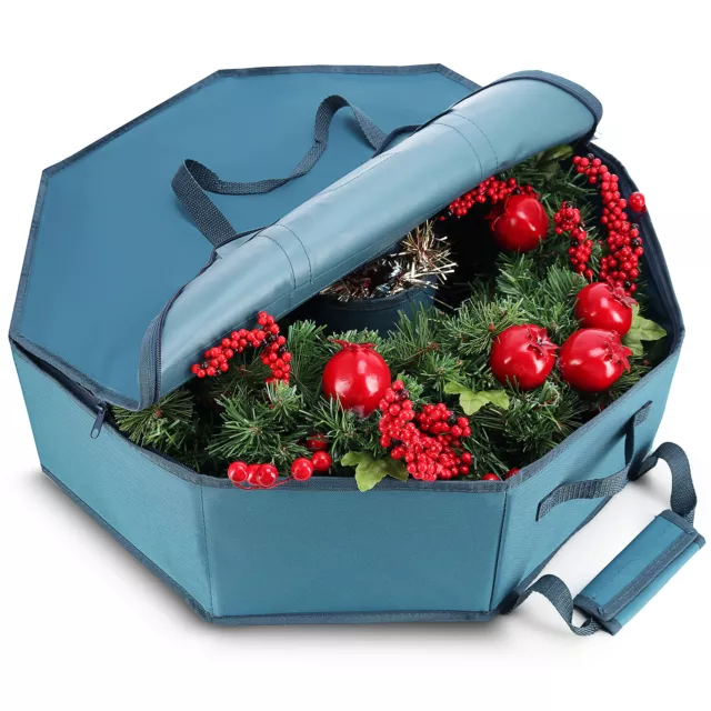 Christmas Wreath Storage Bag Hard Shell Duel Zipper and Handle Storage Container