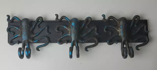 Cast Iron Octopus Triple Coat Hooks Hat Hooks