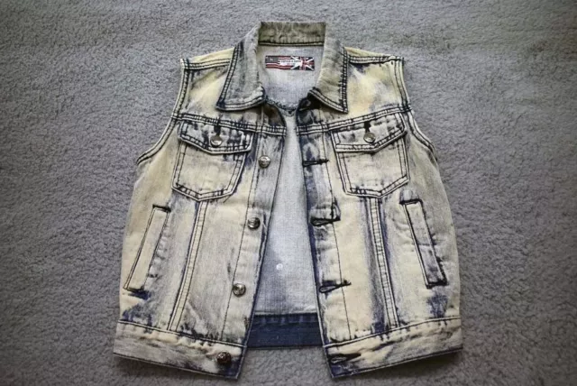 Vintage & Denim GS-1 BLUE JEAN JACKET VEST Trucker WOMENS LARGE Y2k