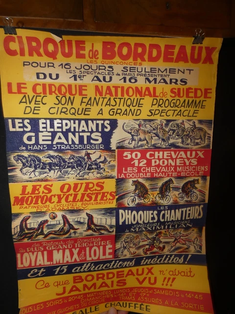 Affiche éléphant de cirque vintage années 1920