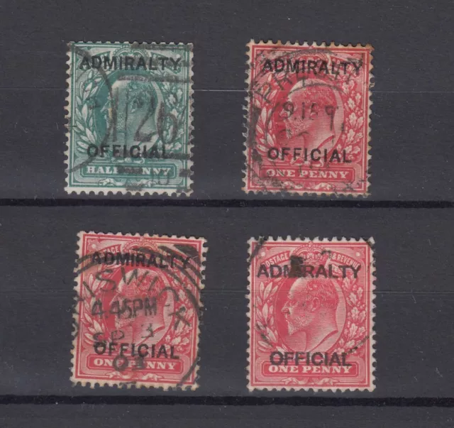 GB KEVII 1902 1/2 1d Admiralty Official Collection Of 4 SGO101/O102 FU BP1814