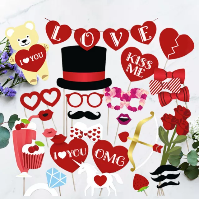 Valentine Photo Props Set Love Heart Selfie Wedding Party Decor