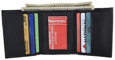 New Black Slim Thin Mens Soft Leather Trifold ID Credit Card Money Holder Wallet