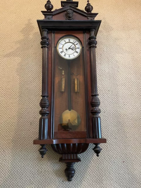 antique wooden wall clock - vienna regulator
