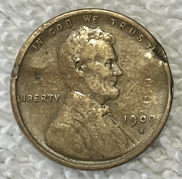 1909 S VDB - Lincoln Cent - Key Date - Damage - Genuine - Estate Collection