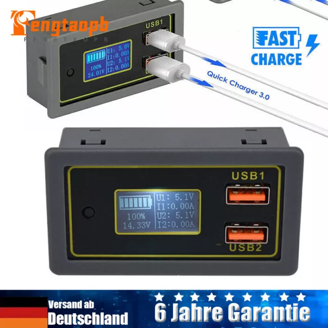 Dual USB Batterie Kapazität Anzeige 12V 24V Batteriestatus Ladeanzeige Monitor