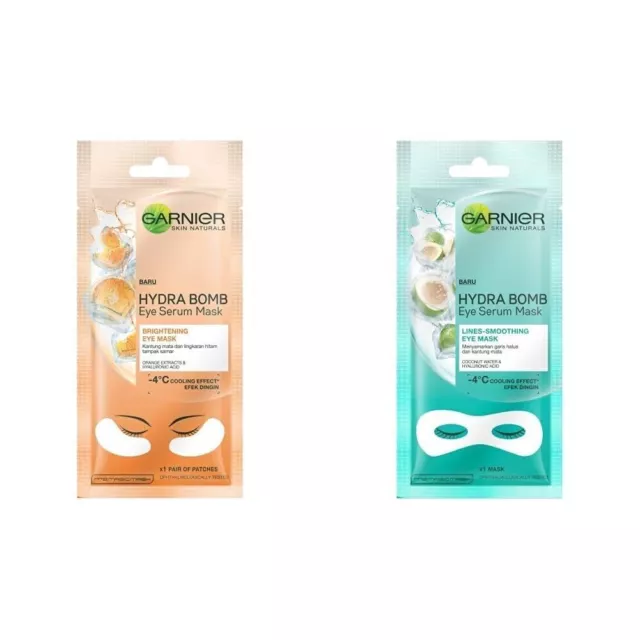 Garnier Hydra Eye Serum Mask (Orange, 6 g) and Hydra Bomb Eye Serum Mask