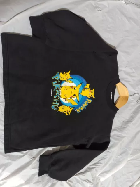 VTG 1999 Pokemon Nintendo Boys Sweatshirt Pikachu Black SZ 14 boys kids S9