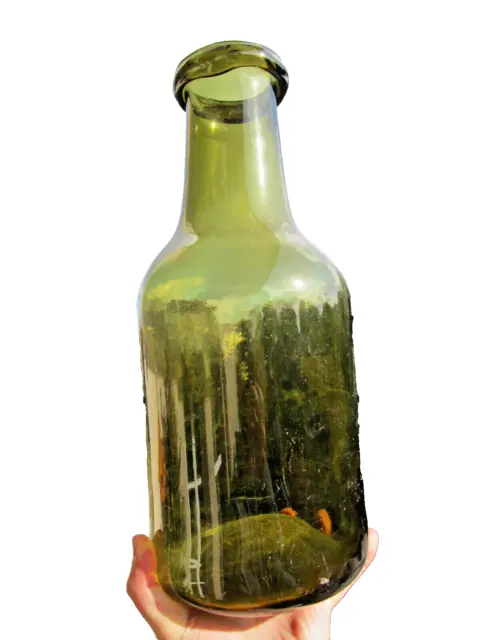 +ANTIK+ XXL Waldglas Flasche / Vorratsgefäß / Mundgeblasen mit Abriss um 1830