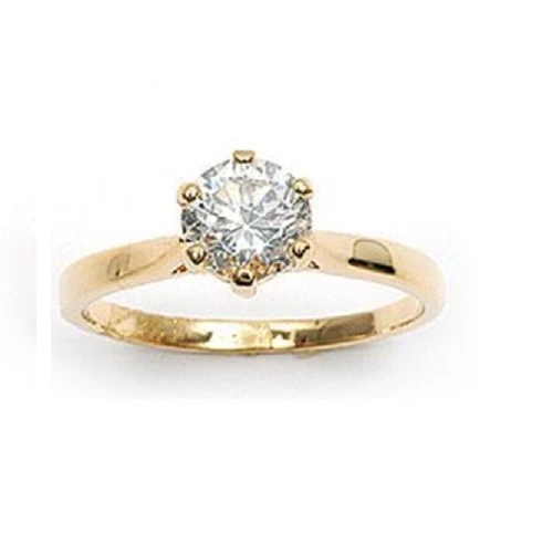 Alliance Solitaire 2en1 Diamant Cz - Plaqué Or 18K 5Microns, Taille 50, Dolly-Bijoux