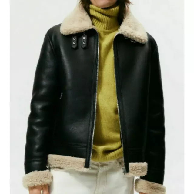 Men's RAF Aviator B3 Flying Pure Sheepskin Leather Bomber Jacket Fully Fur Lined
