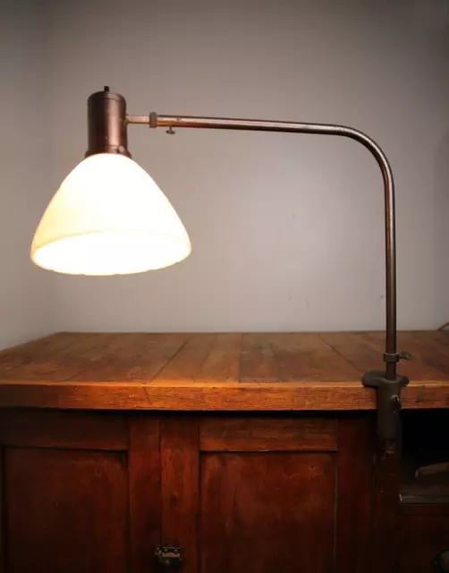 Vintage industrial Light drafting Lamp swing Arm adjustable milk glass shade