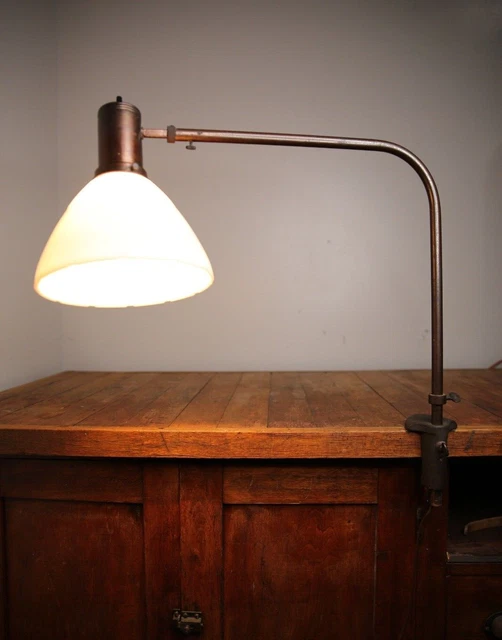 Vintage industrial Light drafting Lamp swing Arm adjustable milk glass shade