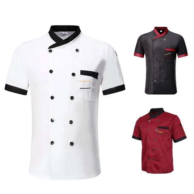 Hot Chef Coat Short Sleeve Cook Jacket Kitchen Hotel Restaurant Uniform Workwear