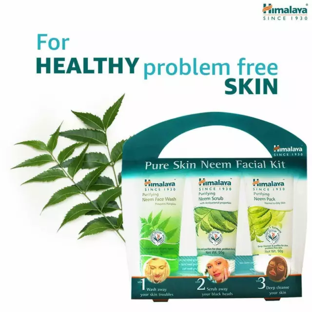 Himalaya Pure Skin Neem Facial Kit -Facewash + Scrub + Face Pack -50g Chacun -FS