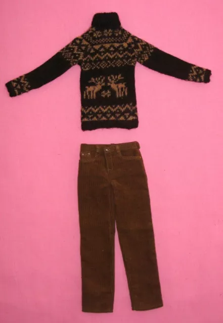 Handmade - Corduroy Pants & Reindeer Sweater Outfit for 13" Hommes Fashion Dolls