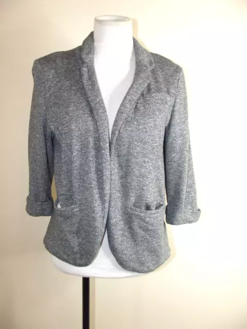 LC Lauren Conrad Womens Short Knit Open Jacket Blazer Size 12 Gray Soft Lined