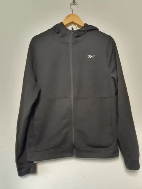 Reebok Full Zip Hooded Sweatshirt Jumper Adult Medium Black Logo