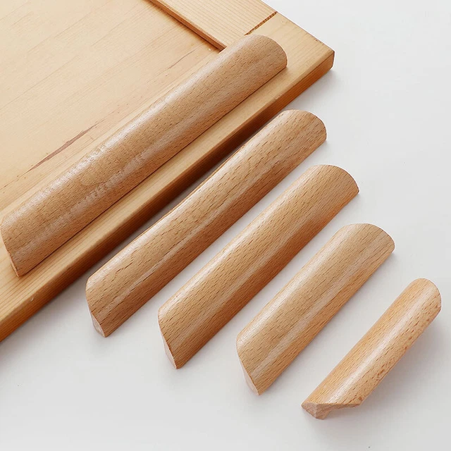 Cabinet Wood Handle Wardrobe Knob Kitchen Cupboard Drawer Closet Dresser Pull