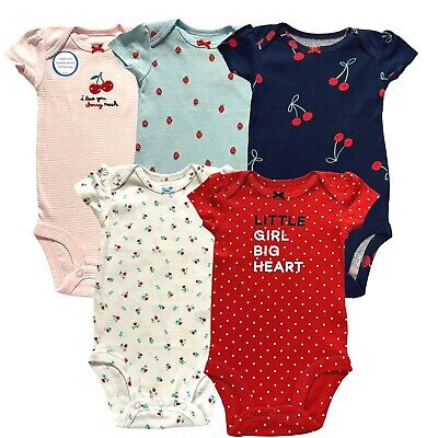 Carters Baby Girls Bodysuits Size 3-12 Months Multicolor Soft Comfortable 5 Pack