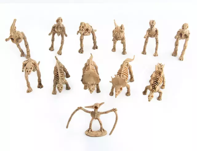 12pcs Dinosaur Toys Fossil Skeleton Simulation Model Set Mini Action Figure