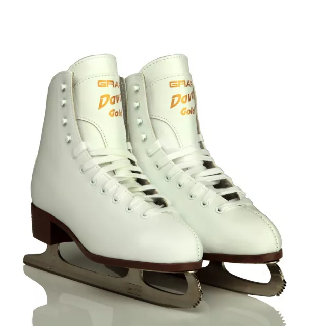 BARGAIN!12UK Child 31EU Graf Davos Gold Figure Skating Ice Skates used once only