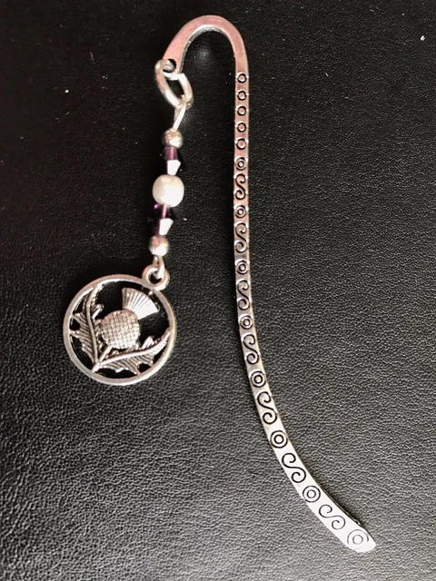 SCOTTISH BOOKMARK THISTLE CHARM TIBETAN SILVER SCOTLAND  IN Gift Bag