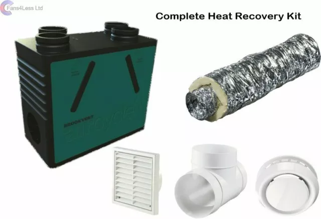 Brookvent Kit 93% Heat Recovery Whole House Extract Supply Fan Summer By Pass