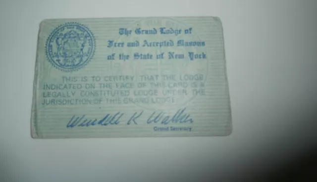 The Grand Lodge of Free and Accepted Masons Ithaca NY Membership Card 1976  #51