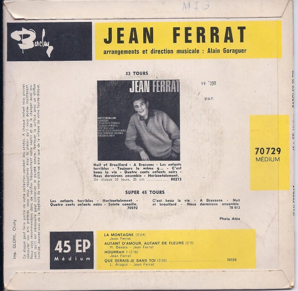 JEAN FERRAT La Montagne 7" EP Vinyl Schallplatte 69936 EUR 12,04